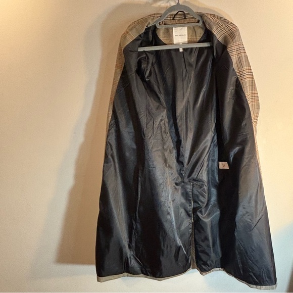 AVEC LES FILLES Sz XS Trench Coat Mixed Plaid Patternn Double Breasted Lined - Picture 11 of 14